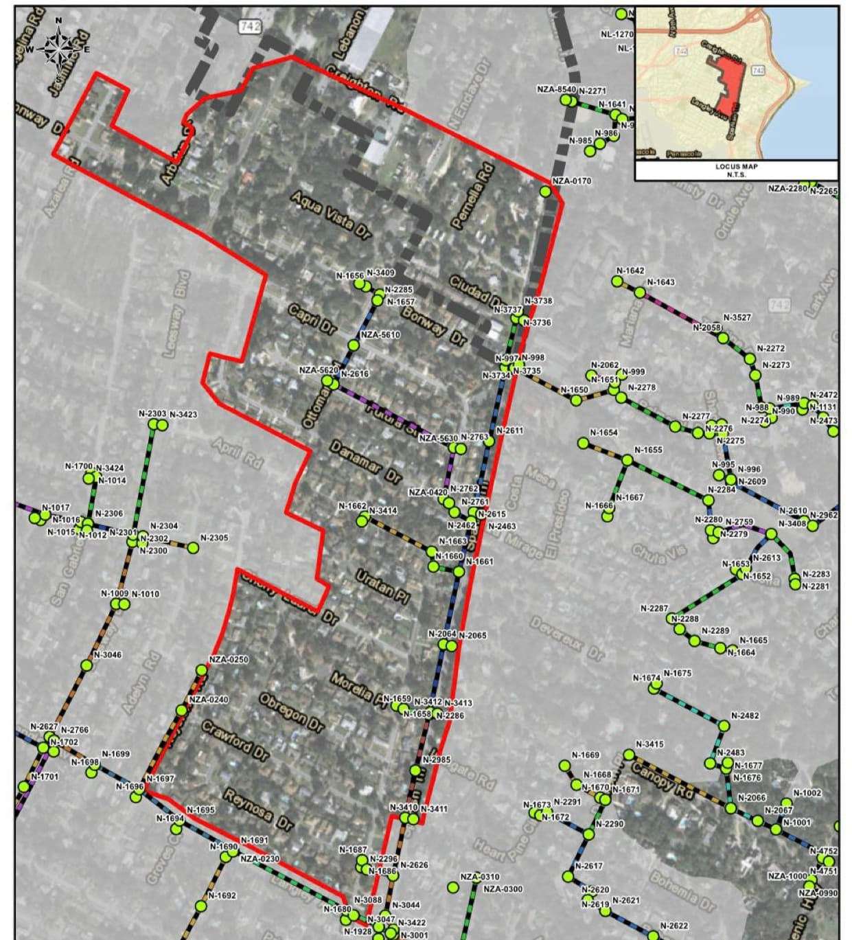 A section of District 1 in the City of Pensacola’s Stormwater Master Plan.